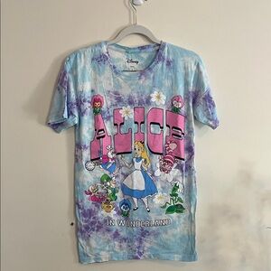 Disney Alice in Wonderland Tie Dye Shirt Psychedelic Graphic Tee S‎ NWT Blue